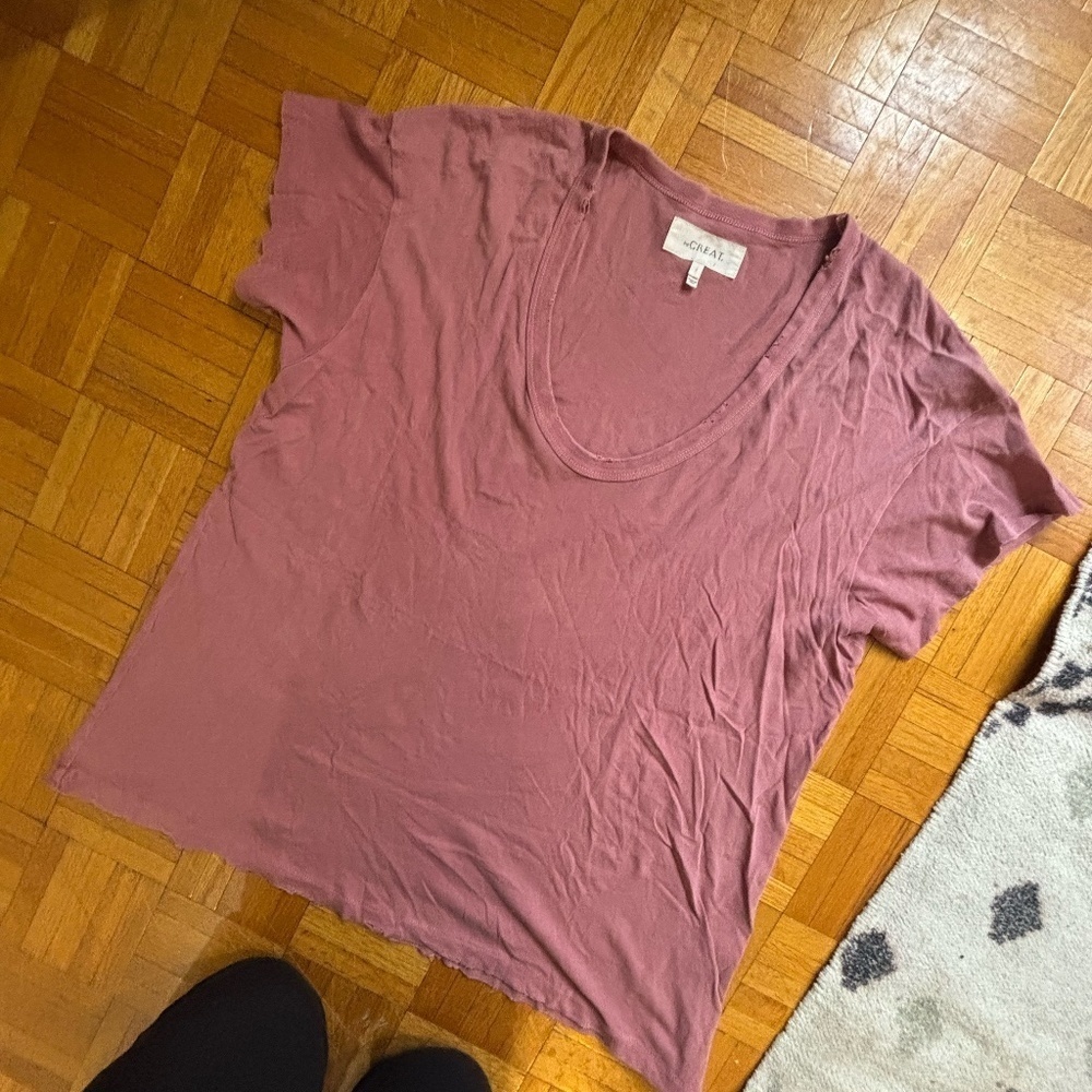 THE GREAT. the v neck tee - dusty rose